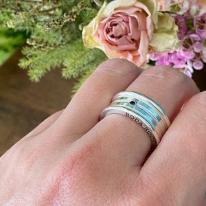 Boda Rock sterling silver ring with Obsidian